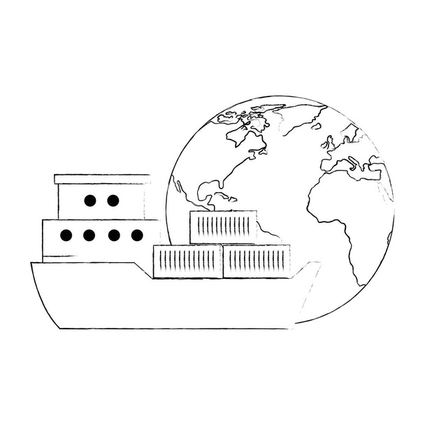 світова планета Земля з вантажним кораблем
 - Вектор, зображення