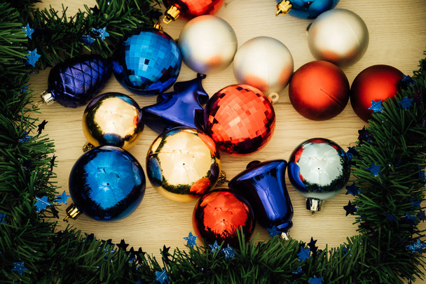Flat lay Christmas decorations - Foto, Bild