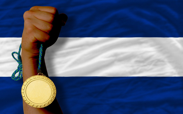 Goldmedaille für Sport und Nationalflagge Nicaraguas - Foto, Bild