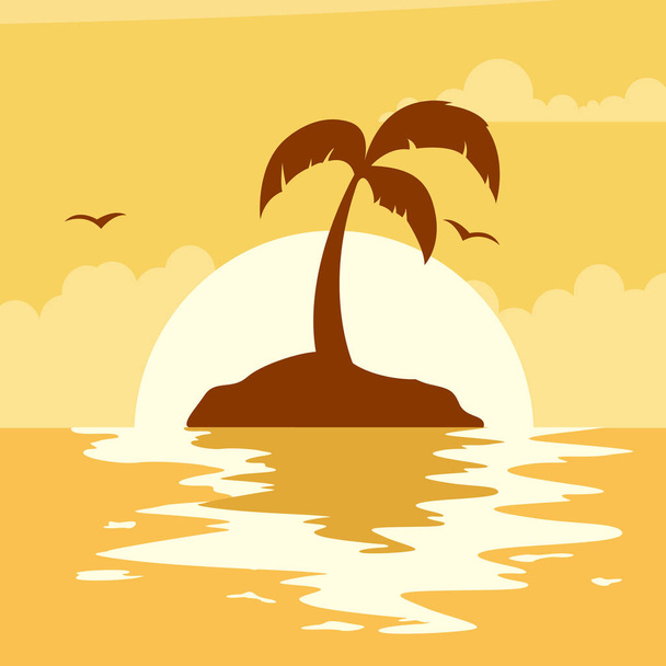 Прекрасний літній захід сонця на пляжі
 - Вектор, зображення