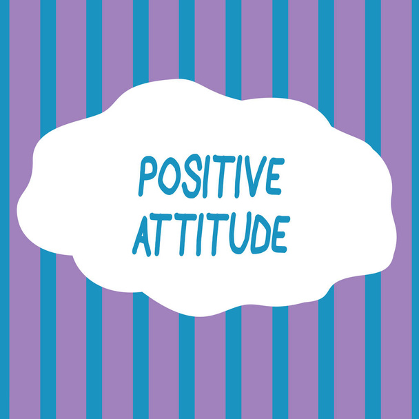 Text sign showing Positive Attitude. Conceptual photo Being optimistic in Life Looking for good things Seamless Vertical Stripes Pattern in Blue and Violet Alternate Color Strip. - Photo, Image