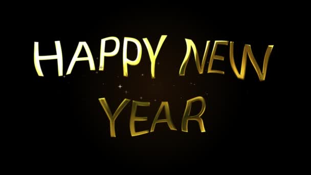 Koyu siyah arka plan ile "Happy New Year 2020" altın ve parlayan metin - Video, Çekim