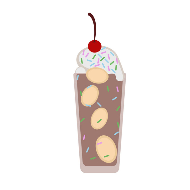 Chocolate cocktail flat illustration on white - Vector, Image