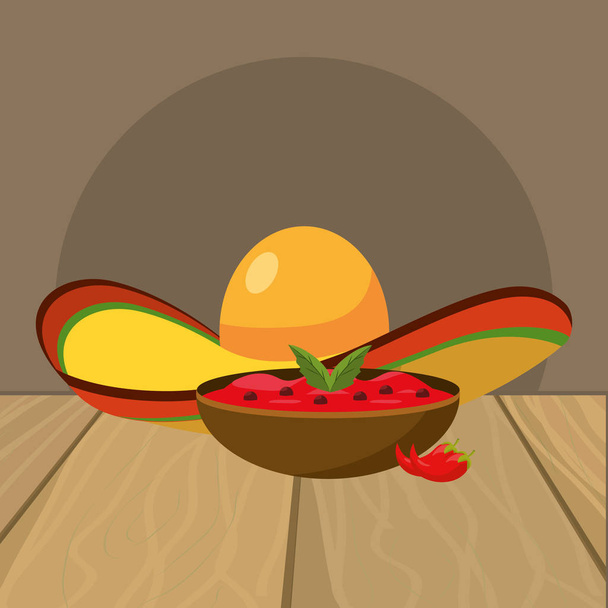 смачний мексиканський харчовий мультфільм на столі ресторану
 - Вектор, зображення