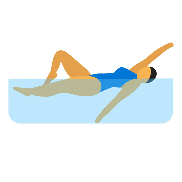 Swimming woman flat illustration design - Vetor, Imagem