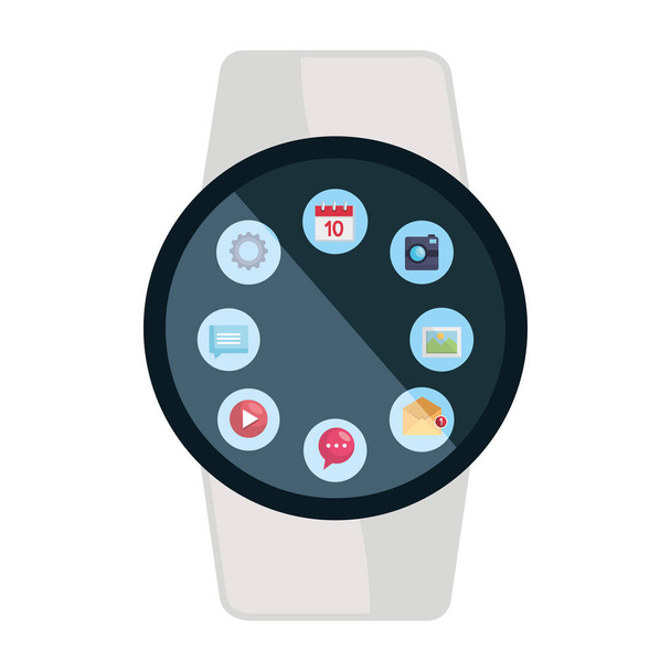 Smartwatch tragbar mit Applikationsmenü - Vektor, Bild