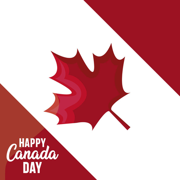 poster of happy canada day with maple leaf - Vector, Image