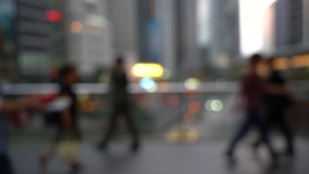 Blurred people crossing pedestrian bridge; Slow Motion - Footage, Video