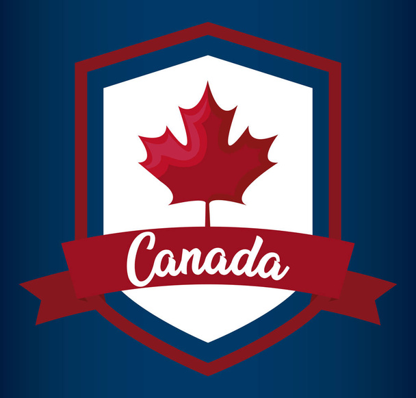 shield with maple leaf for canada day - Vector, Image