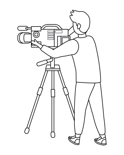 ビデオカメラのデザインを持つ男 - ベクター画像