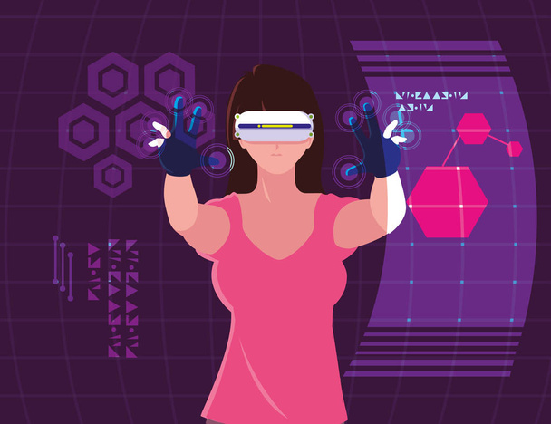 Design of woman using technology of augmented reality - Vector, Image