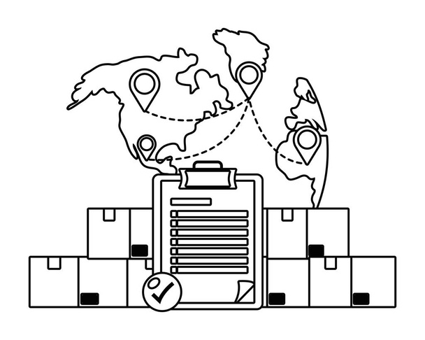 коробки з контрольним списком в чорно-білому
 - Вектор, зображення