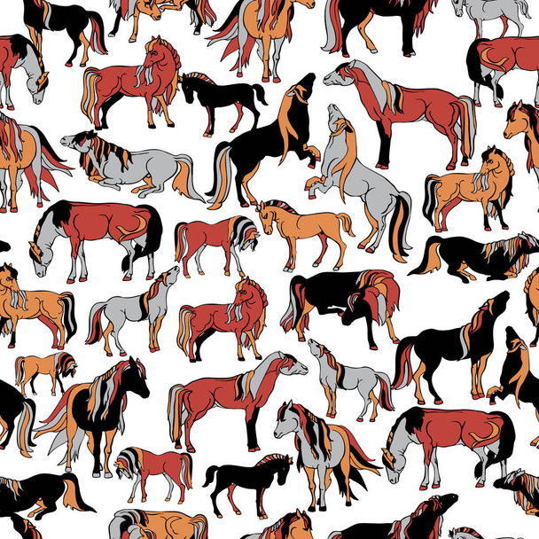 Vector Illustration with horses - Vector, Image