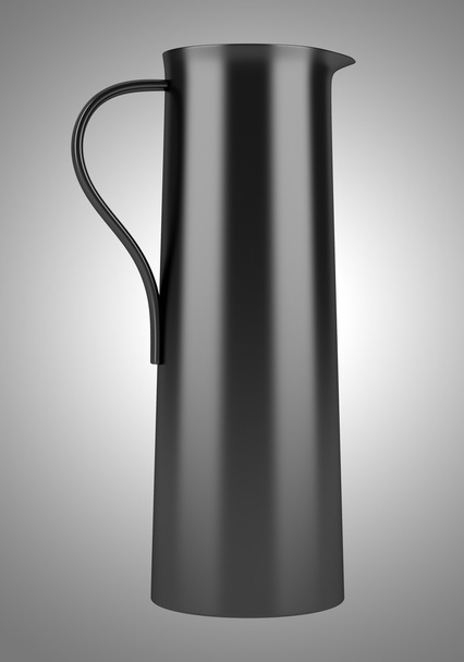cruche moderne en céramique noire isolée sur fond gris
 - Photo, image