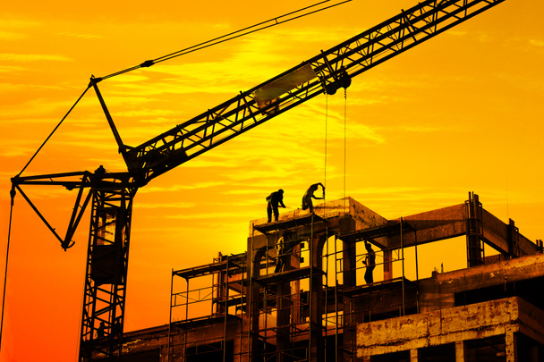Construction site on sunset - Zdjęcie, obraz