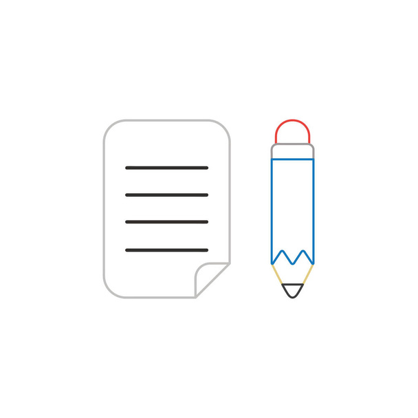 Vektor-Icon-Konzept des geschriebenen Papiers mit Bleistift. - Vektor, Bild