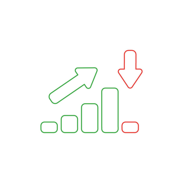 Icono de vector concepto de gráfico de barras de ventas moviéndose hacia arriba y hacia abajo
 - Vector, imagen