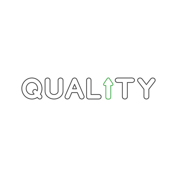 Vector icon concept of quality word text with arrow moving up. - Vektori, kuva