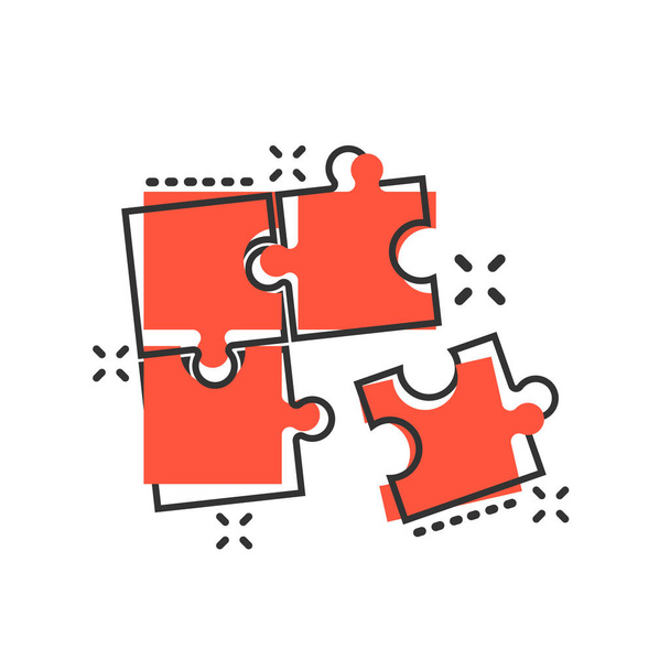 Puzzle compatible icon in comic style. Jigsaw agreement vector c - Vector, Image