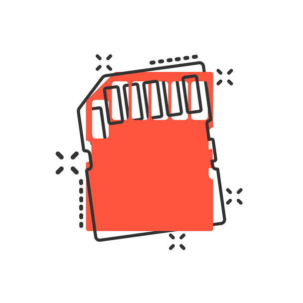 Icono de tarjeta Micro SD en estilo cómico. Memoria chip vector de dibujos animados il
 - Vector, Imagen