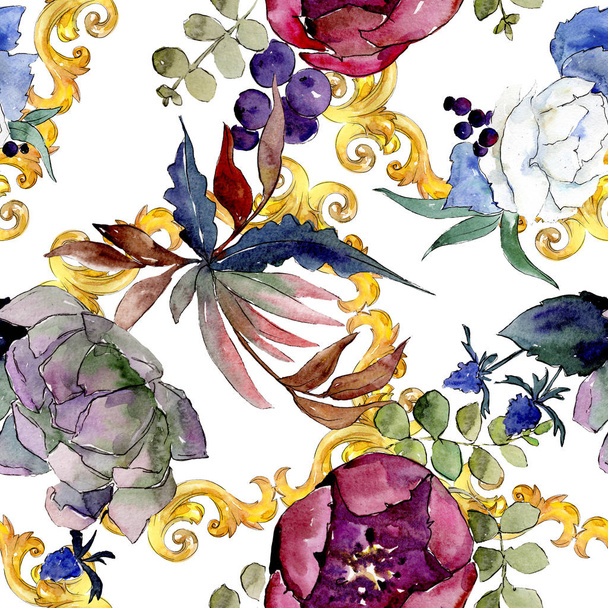 Bouquet floral de fleurs botaniques. Ensemble d'illustration de fond aquarelle. modèle de fond
. - Photo, image