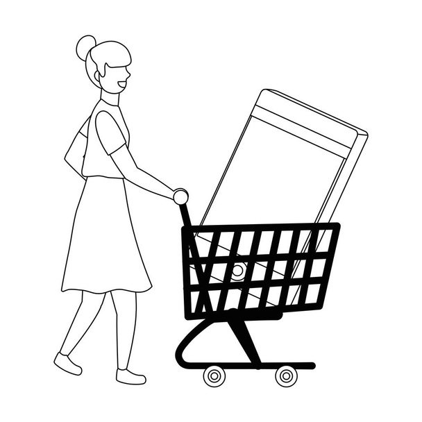 nainen ostoksia suunnittelu
 - Vektori, kuva