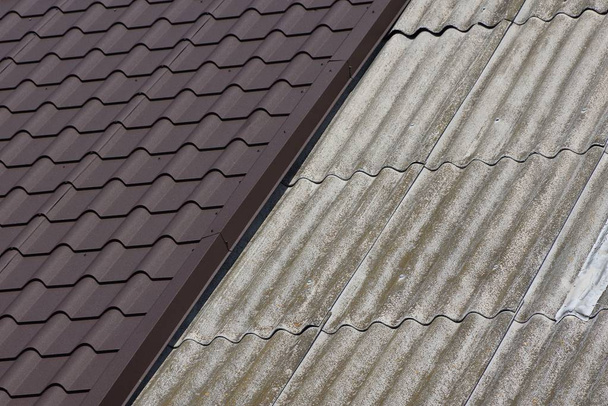 textura gris marrón de tejas y pizarra
 - Foto, Imagen
