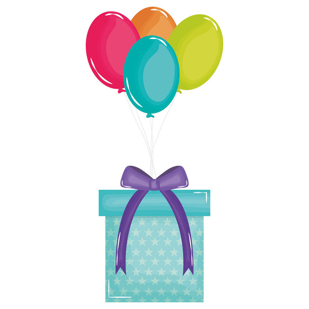 balonlar hava yüzen ile hediye kutusu - Vektör, Görsel