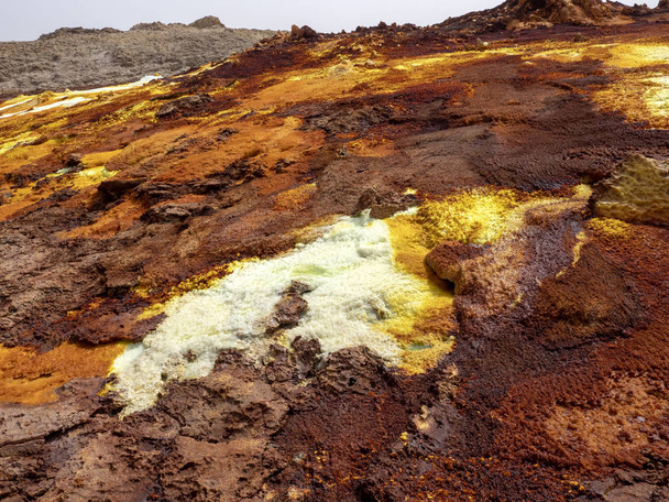Los cristales de sal en la depresión de Danakil crean una increíble variedad de colores. Etiopía
 - Foto, imagen