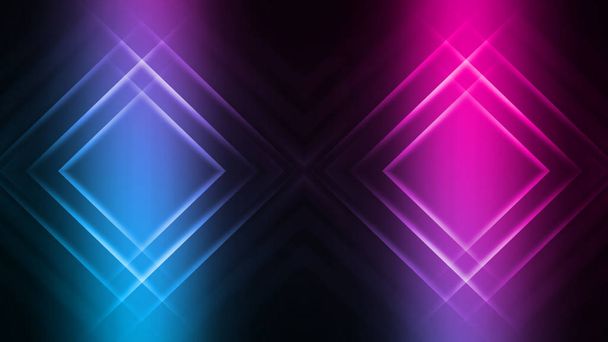 Dark abstract futuristic background. Neon lines and shapes. Neon glow and rays on a dark background - Photo, Image