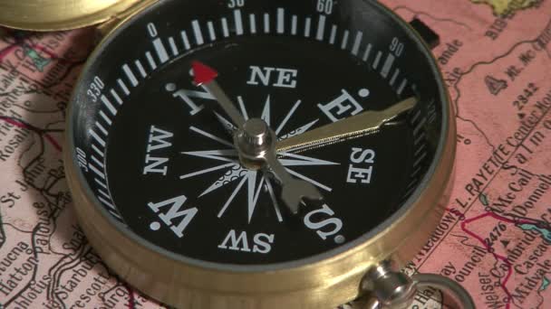 Old compass display locating magnetic north - Footage, Video