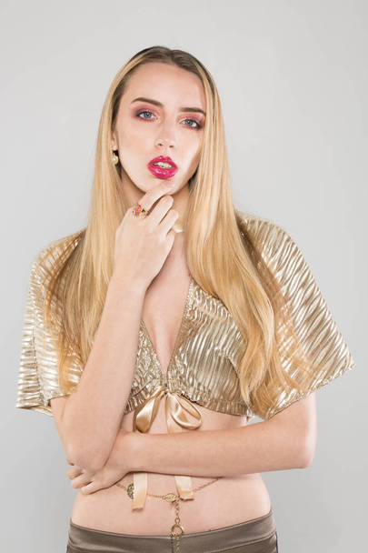 Tall Blonde with long hair and  makeup  - Foto, Imagem