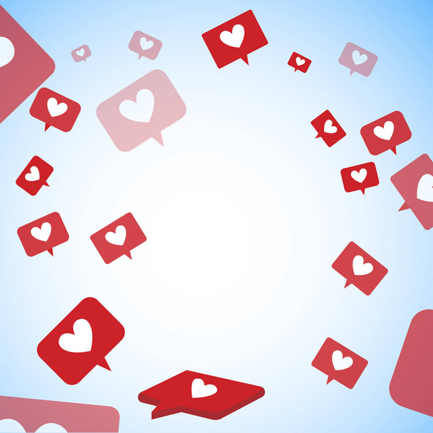 Fly like and heart. Space of social media - Vector, Image