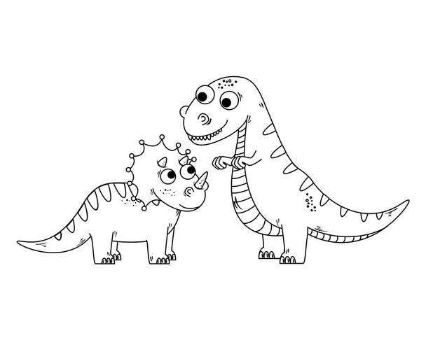 cute triceratops and tyrannosaurus rex characters - Вектор, зображення