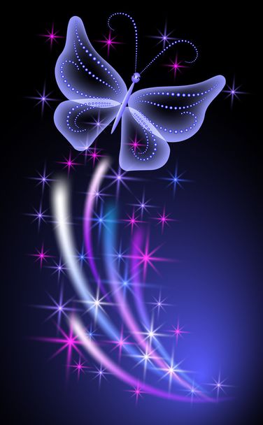 Glowing background with butterflies - Vecteur, image