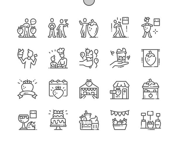 Erdbeerfest Pixel Perfect Vector Thin Line Icons 30 2x Grid for Web Graphics and Apps. Pictograma mínimo simple
 - Vector, Imagen