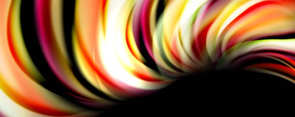Жидкий цвет радужной волны, фон, техно современный дизайн на черном
 - Вектор,изображение