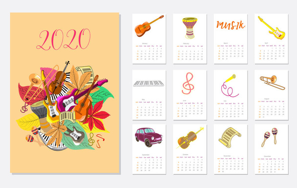 Calendar Layout for 2020 years. - Vector, Image