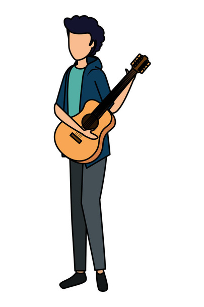 ギター楽器を演奏する若者 - ベクター画像