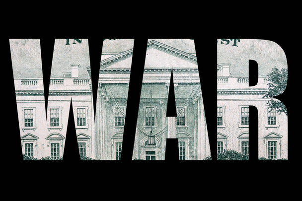 Inscripción de guerra con textura de billete de dólar en el interior
 - Foto, Imagen