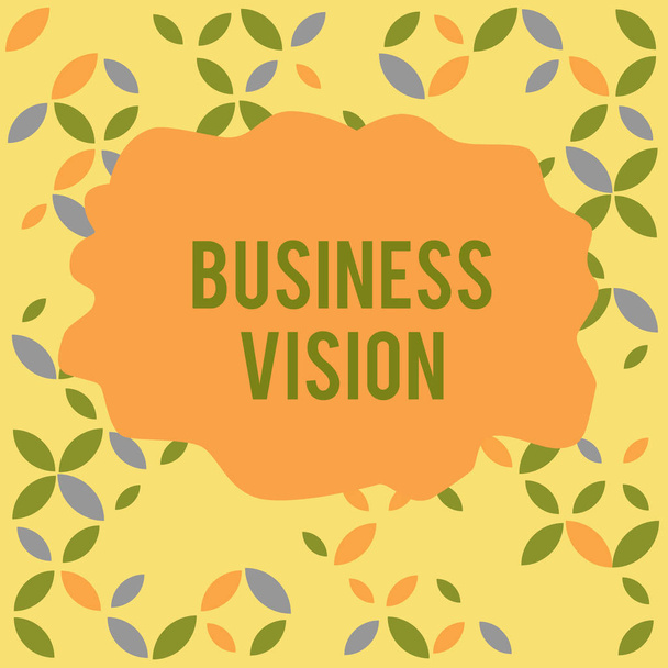 Koncepcyjnego pisania ręcznego pokazano Business Vision. Business Photo gablota rozwijać swój biznes w przyszłości w oparciu o swoje cele bez szwu lato jesień liść tekstura wielokolorowy wzór. - Zdjęcie, obraz
