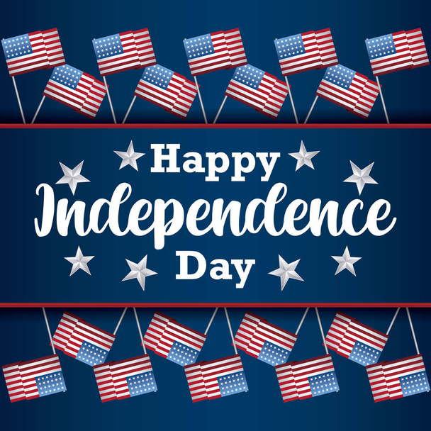 Happy Independence Day Card met vlaggen - Vector, afbeelding