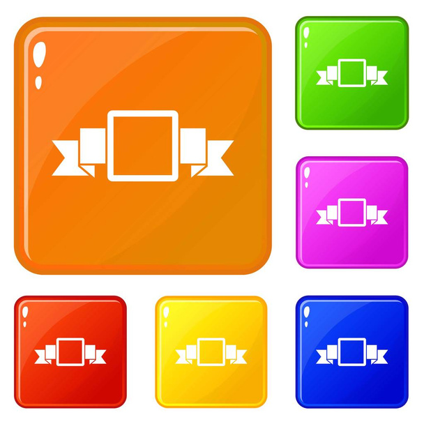 Small square banner icons set vector color - Διάνυσμα, εικόνα