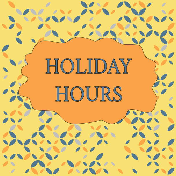 Text sign showing Holiday Hours. Conceptual photo employee receives twice their normal pay for all hours Seamless Endless Infinite Summer Autumn Leaf Texture Multicolored Pattern. - Φωτογραφία, εικόνα
