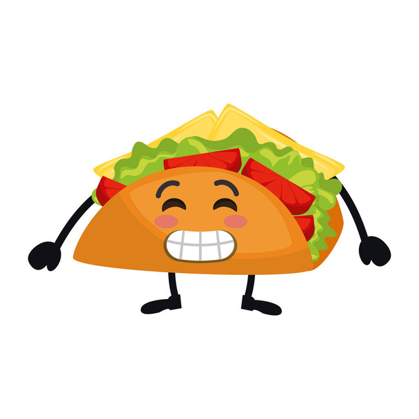 delicious taco kawaii character vector illustration - Vector, afbeelding