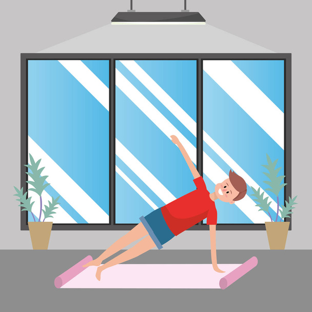 fit man practicing yoga - Vector, Image