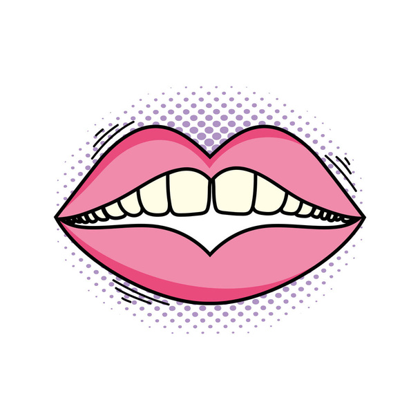 mulher boca pop arte estilo
 - Vetor, Imagem