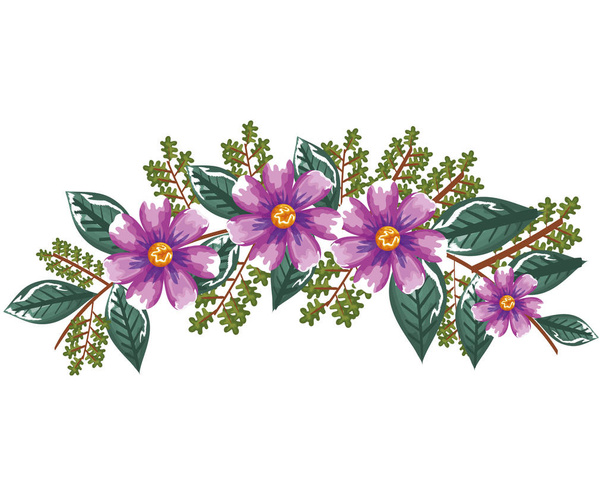 beautiful decoration floral icon - Вектор,изображение