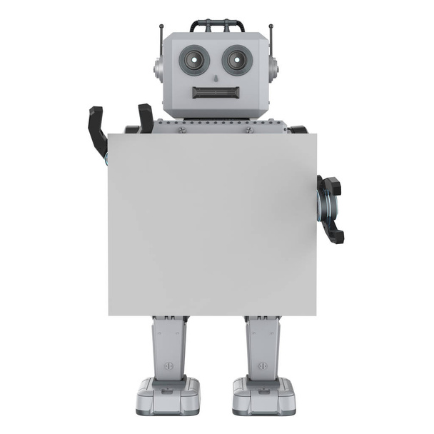 robot tin toy with white blank paper - Photo, Image