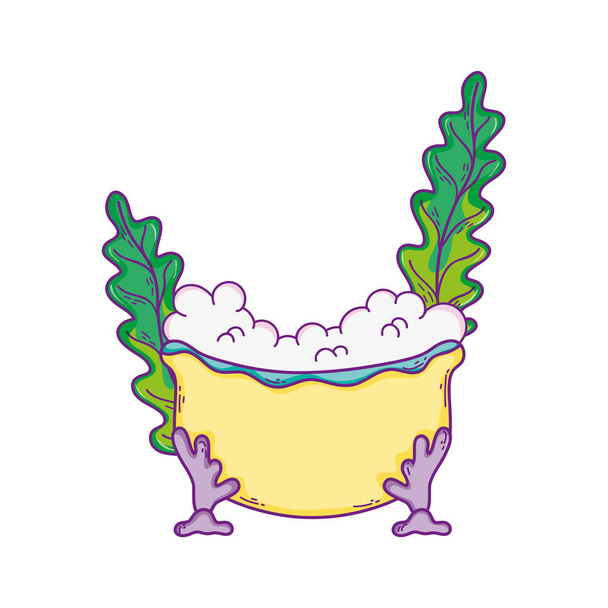 bañera con icono de algas
 - Vector, Imagen